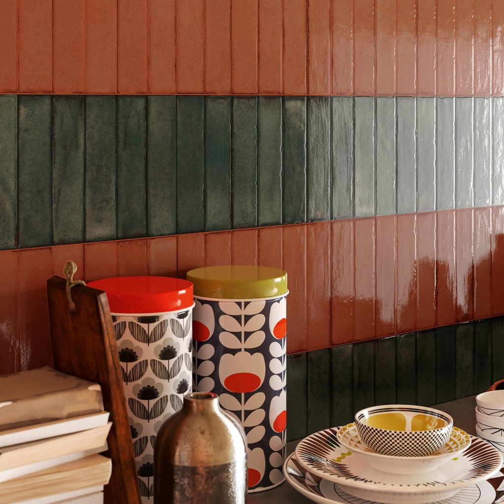 zielona cegiełka na ścianę w kuchni Forest Luc od Sant Agostino