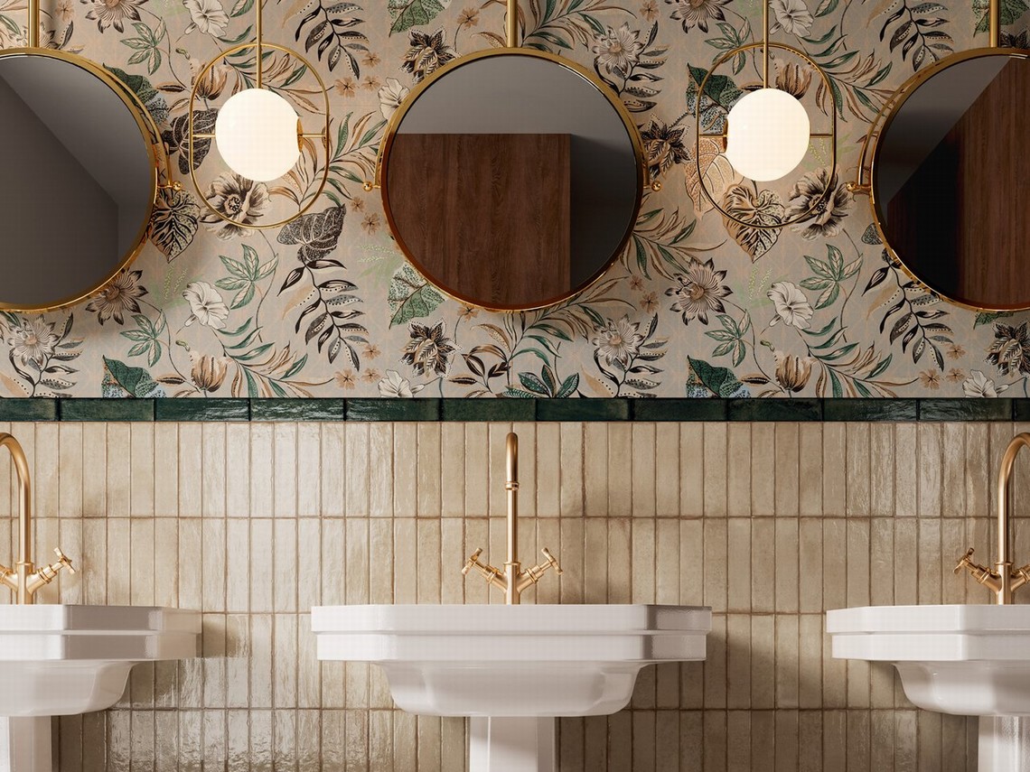 zielona cegiełka na ścianę w łazience Forest Luc od Sant Agostino