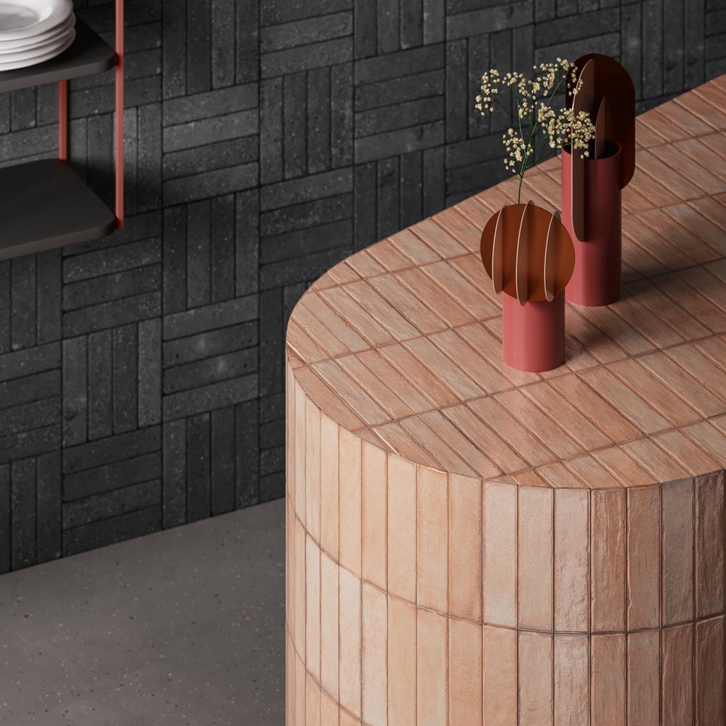 różowa cegiełka na ścianę w kuchni Rose Luc od Sant Agostino