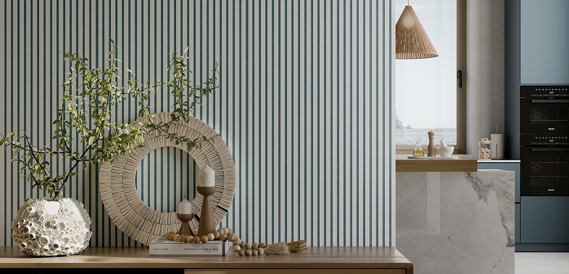 Rondine Ceramica seria Ludo NovaLamele ścienne zielone 120x60 płytka dekoracyjna 3D