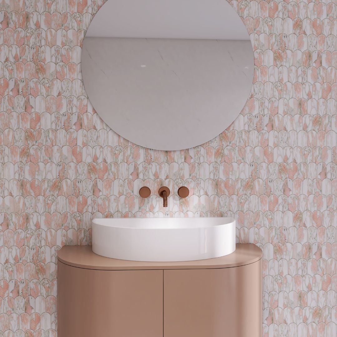 Wachlarzyki marmurowe na ścianę Raw Decor - Rose Marble